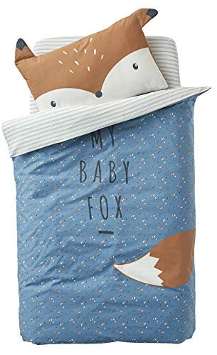 Vertbaudet Baby Bettbezug,Baby Fox blau 80X120