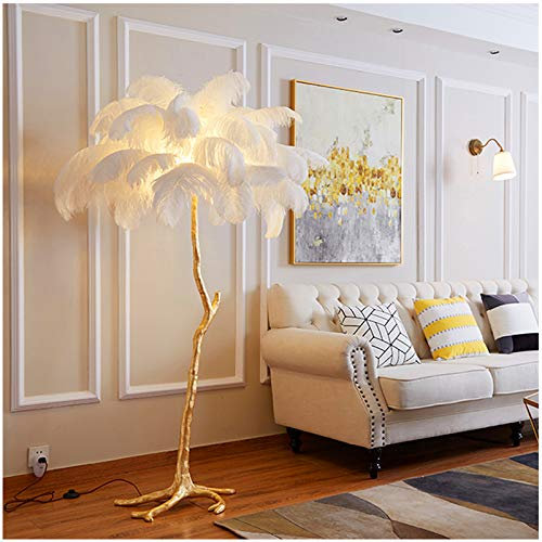 MEILINL Lampadaire Exquis en Plumes D'autruche avec 3 Luminosité Réglable LED Style Nordique Lampe d'intérieur Utilisé pour Salon Chambre Lumière Douce Lumière De Haut Pôle 1.2m