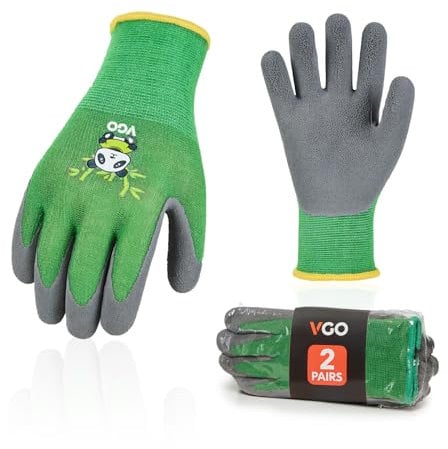 Vgo... 2 Paar Kinder Gartenarbeitshandschuhe Utility, Kinder Gartenarbeitshandschuhe Kleinkind Latexbeschichtung für Jungen&Mädchen (RB6026-KID)