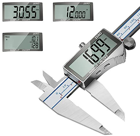 DITRON Digital Caliper, 0-6 Calipers Measuring Tool - Electronic Micrometer Caliper with Large LCD Screen, Stainless Steel, Auto-Off Feature, Inch/Fraction/Millimeter
