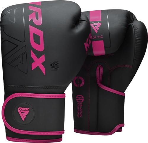 RDX Women Boxing Gloves, Pro Training Sparring, Maya Hide Leather, Muay Thai MMA Kickboxing, Adult, Heavy Punching Bag Focus Mitts Pads Workout, Ventilated Palm, Multi Layered, 8 10 12 14 16 Oz