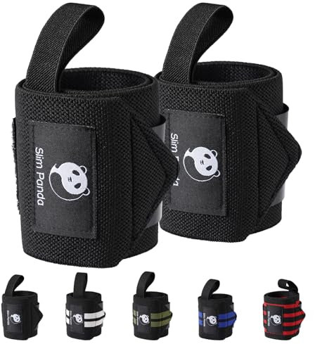 Slim Panda Zughilfen für Krafttraining,Profi Lifting Straps 60 cm,Handgelenk Bandagen Gym 45CM,Wrist Wraps für Männer, Frauen, Kabelmaschine, Heim-Fitnessstudio (Schwarz)