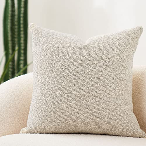 DOMVITUS Bouclé-Kissenbezug, texturiert, quadratisch, dekorativ, für Wohnzimmer, gewebtes Akzent- und Couchkissen, weich, 45 x 45 cm, Buttercreme, 1 Stück