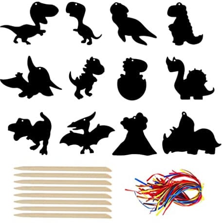 TOYANDONA Kratzbuch Dinosaurier Zum Selbermachen Kratzpapier-spielzeug Für Junge Mädchen Bastelset Mit Holzstift Und Bändern Für Kreative Dekorationen Und Aktivitäten