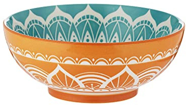 Typhoon World Foods India Schale, Ø 20 cm, Steingut, Mandala-Muster | Keramikschale für Dips, Snacks und Portionen, farbige Glasur, splitterresistent, mikrowellen- und spülmaschinengeeignet