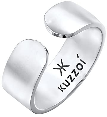 Kuzzoi Herrenring Bandring breit in 925 Sterling Silber massiv, Herren Silberring (8 mm) mit offener Ringschiene, Moderner Bandring für Männer, Ringgröße 64