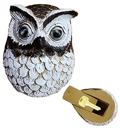 Memeyou Hide a Key Outdoor Key Hiders Waterproof Key Safe Storage Lock Box For Outside Yard Garden Ornament Large Size Design House Spare Holder Owl