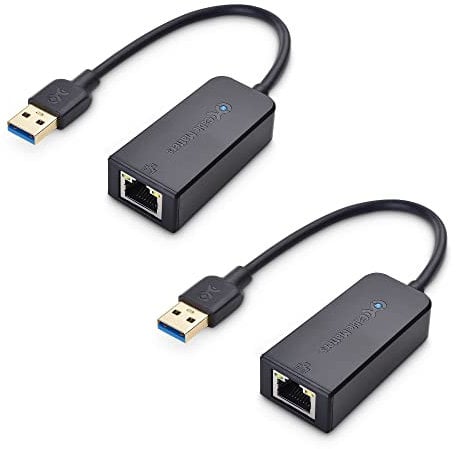 Cable Matters Paquete de 2 Adaptador USB Ethernet 1000 Mbps (Adaptador Ethernet a USB 3.0, Adaptador Red USB 3, RJ45 USB Gigabit) - 10/100/1000 Mbps Ethernet en Negro