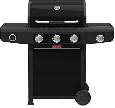 Barbecook Siesta 310 Graphite Barbecue a gas con 3 bruciatori e bruciatore laterale, nero, 124x56x118cm
