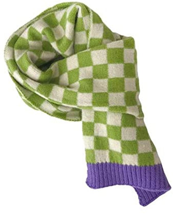 OVLAJ Warmer Schal Schachbrett Strickschal Unisex Winter Gestrickt-Light Green,130Cm*18Cm
