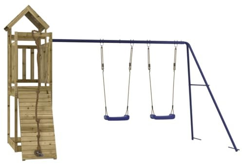 vidaXL Spielturm, Klettergerüst mit Kletterwand Schaukel, Kinder Kletterturm mit Holzdach, Spiel-Zubehör für Garten, Holz Spielplatz, Imprägniertes Kiefernholz