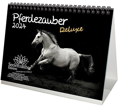 Pferdezauber DELUXE DIN A5 Tischkalender für 2024 Pferde - Seelenzauber