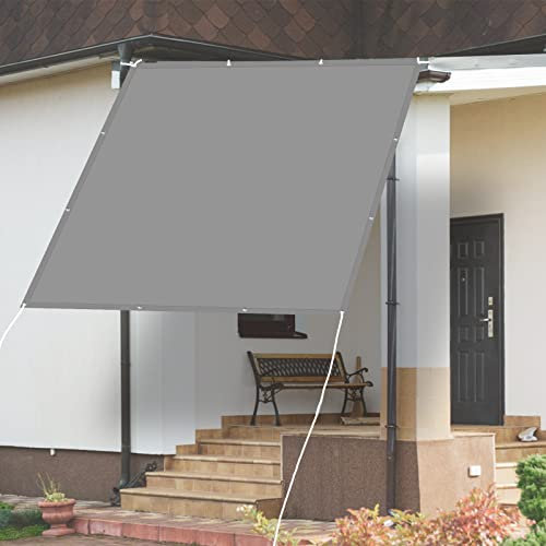 Poles for Sun Shade Sails 6.5 x 10 m Waterproof Patio Shade HDPE Fabric for Patio Gaden Yard Pergola, Light Grey