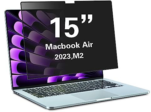 PYS® MacBook Air 15 inch Privacy Screen Compatible with MacBook Air 15.3 Inch Newly Release(2023-2024),Model A3114/A2941 with M3/M2 Chip,Laptop Privacy Screen Shield/Removable/Anti-Spy/Bubble Free
