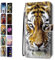 Hülle für Samsung Galaxy S10 Muster Pattern Tier Blume 3D Print Design Leder Tasche Flip Case Mädchen Jungs Cover Handyhülle - Tiger