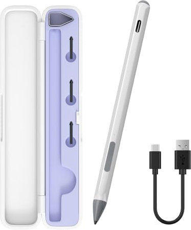 Stylus for ASUS Zenbook Flip/Pro/ASUS Vivobook Flip/Pro/Duo/Notebook, MPP 2.0 Tilt-Active Pen with 4096 Levels of Pressure Sensitivity, Convenient Storage Case, Supports Type-C Fast Charging (Silver)