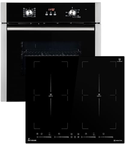 Herdset: 60cm Einbaubackofen BO8805SS + 59cm Induktionskochfeld IND5904FZ | Heißluft | Automatik-Timer | 2-fach Wärmeschutzverglasung | Kindersicherung | Knebelbedienung | SET88054FZ