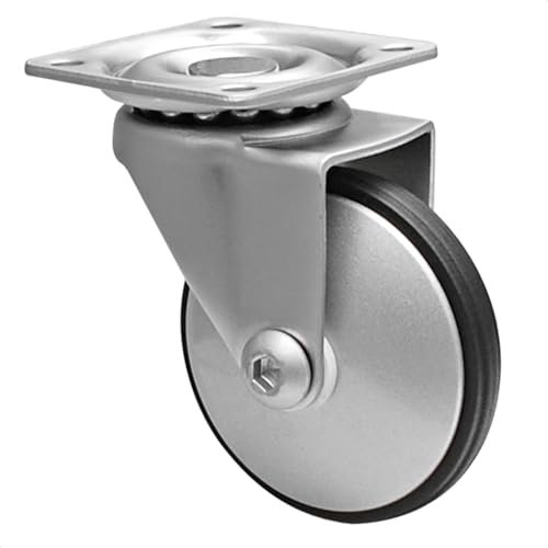 WAGNER Luxus Möbelrolle ALU DESIGN - Softlauffläche, Durchmesser Ø 50 mm, Bauhöhe 65 mm, Anschraubplatte 42 x 42 mm, Tragkraft 50 kg - 03135301