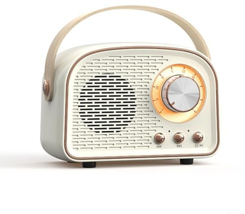 Portable Retro Wireless Speaker, Retro Cute Speaker With FM Radio Speaker Music Stereo Rechargeable, Fast Recharge(white)