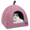 Voarge Katzenhöhle Katzenbett, weiche Katzenhöhle, weiche warme Plüsch-Katzenbetten, Katzennest mit herausnehmbarem Innenkissen (Rosa S)
