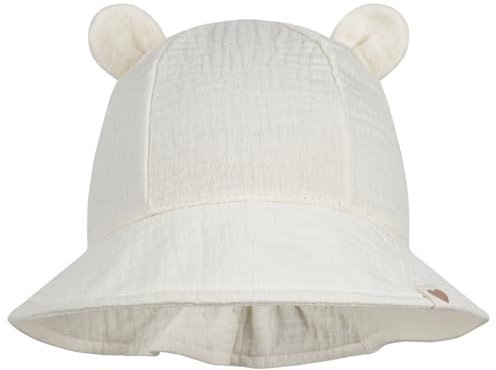 Smarilla Sommerhut Sommermütze Kinderhut Fischerhut Junge Mädchen Babymütze Musselin, Größe: 46-48, Farbe: Creme