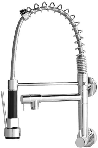 EGTink Rubinetto da cucina, miscelatore da cucina, rubinetto con doccetta estraibile girevole a 360 gradi, lavello ad arco alto spruzzatore a 2 modalità, zincato