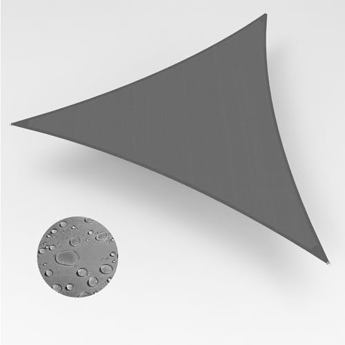 IOAOI Voile d'ombrage triangulaire - 5 x 5 x 5 m - Imperméable - Bloque 98 % des rayons UV - Avec corde gratuite - Pour extérieur, terrasse, cour, pergola, balcon, fête (gris)