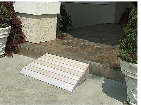 Rollstuhlrampen für Türen/Haustüren/Garagen, Schwellenrampen aus Holz für Gehhilfen/Motorräder/Behindertenstühle, rutschfeste Oberfläche (Größe: 38,8 x 35 x 14 cm)