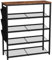 HOME BI 5-Tier Shoe Rack, Shoe Storage Organizer with Adjustable Mesh Shelves and Side Hanging Pockets, Shoe Stand Shelf for Entryway Hallway, Rustic Brown