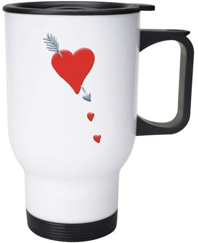 Azeeda 400ml 'Red Heart and Silver Arrow' Reusable Coffee/Travel Mug (MG00070052)