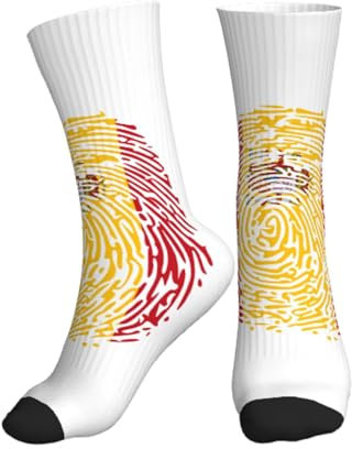 Calcetines Termicos 40Cm España Adn Bandera De España Calcetines Estampados Elegantes Calcetines Deportivos Novedosos Calcetines Navideños Para Hombres, Regalos, Montaña