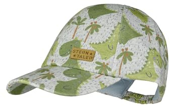 Sterntaler Basecap Dinosaurier -Jungen Baseball Cap elastisch mit Gummizug - Sommer Basecap aus Melange Jersey - Sportive Baby und Kinder Schirmkappe, UV-Schutz 50+, Silber, Größe 53