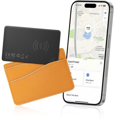 VINGNUT Geldbörsen-Tracker-Karte,Drahtlos wiederaufladbarer Wallet Tracker,Kompatibel mit Apple Find My(nur iOS),für Geldbörsen,Telefon,Reisepässe,Gepäckstück-Tracker
