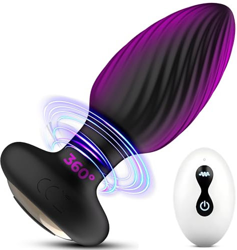 Plug Anal Vibrador con 360° Rotación y 14 Modos - Juguete Sexual para Hombres con Control Remoto - Estimulador de Próstata y Masajeador Erótico