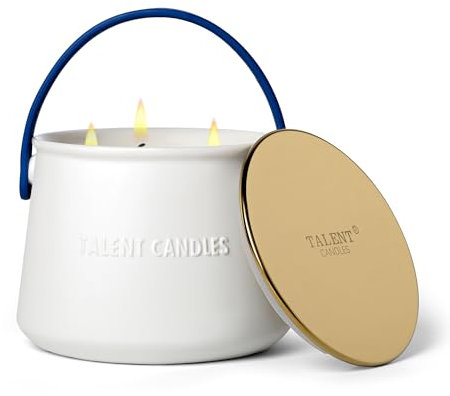 TALENT CANDLES Duftkerzen Keramik Cup Handheld 3 Wicks Natürliche Soja Wachs Kerzen Geschenke für Frauen und Männer(Sommernacht)
