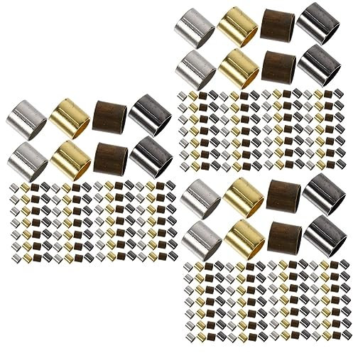 Lurrose 9000 Pezzi Tubo Di Fissaggio Con Perline Collana Di Perline Fai Da Te Cappuccio Terminale Del Cavo Aggraffate Perlina Per Gioielli Fai Da Te Collane Di Rame