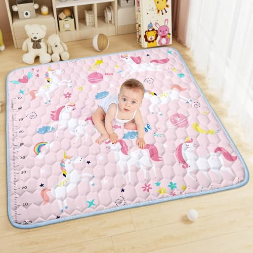 Aolso Baby Spielmatte, 127x127 cm Baby Krabbelmatte, Baby Faltbare Spielmatte, Krabbeldecke für Baby, Kleinkind Aktivität Spielmatte, Rutschfest auf beiden Seiten für drinnen und draußen (Einhorn)