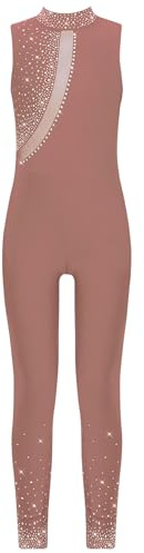 inlzdz Body da Ginnastica Pattinaggio Artistico Bambina Tuta Intera Senza Manica Strass Leotards Body Danza Classica Bodysuit da Ballo Competizione Performance
