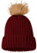 OBiQuzz Damen Winter-Strickmütze mit Kunstbommel, warme Strickmütze für Damen Winterhaube Kinder (Red, One Size)