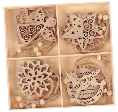 CORHAD 16stücke Holzanhänger Weihnachtsbaum Für Partydeko Weihnachtskugel Anhänger Ausgehölte Anhänger Für Fensterdekoration Gemischter Stil