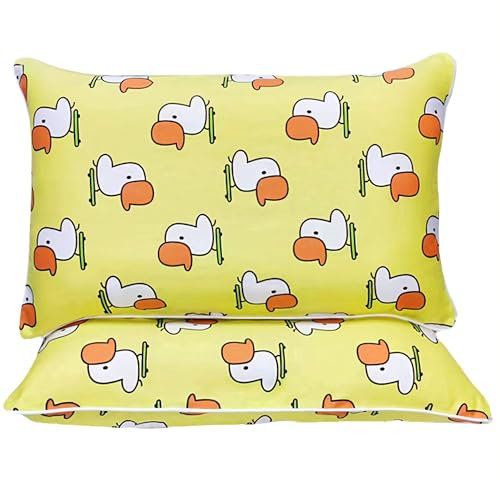 2 Stück Kissenbezug 40x60 Kinder,Kopfkissenbezug,Kopfkissen 40x60,Kinderkopfkissen-100% Baumwolle für Kinderbettwäsche,Kleine gelbe Ente