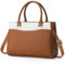 RAINSMORE Handtasche Damen Mittelgroß Tasche Damen Leder Damenhandtaschen Klein Schultertaschen Wasserdicht Umhängetasche Henkeltasche für Damen Braun und weiß