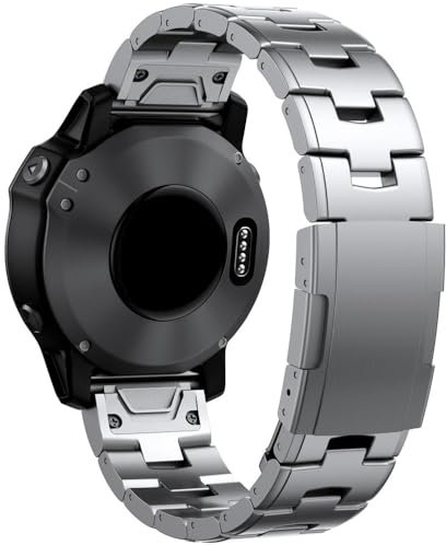 HUTBUVEAW for Garmin 22mm 26mm Quick Fit Titan Metall Uhr Band Armband for Fenix 7X 7 6X Pro 5X Plus/Instinct/Epix Strap Armband(Silvery,22mm)