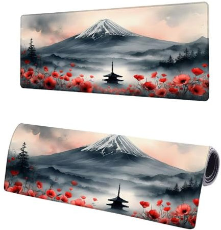 Large Mouse Mat Fear, Extended XXL Mountain Gaming Mouse Pad Desk Pad 1400x600x3mm, Mouse Mat with Non-Slip Rubber Base, Soft Smooth Surface, Stitched Edges Mousepad, Improved Precision and Speed Y-1