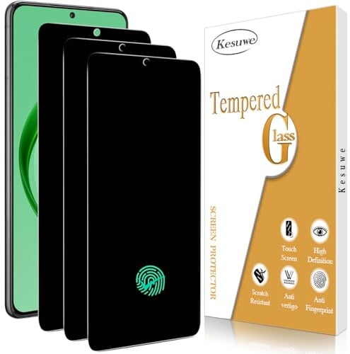 Kesuwe [3 Pièces] Verre Trempé Anti-Espion pour Samsung Galaxy S22 5G, Anti-Spy Film Protection écran, Compatible Empreinte Digitale ID, Dureté 9H, Anti Rayures, Sans Bulles