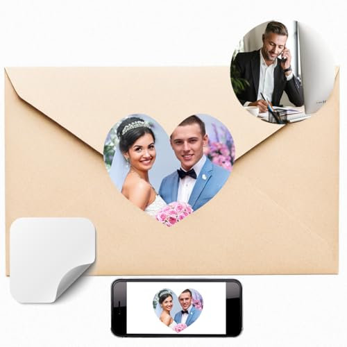 NEU Foto Aufkleber selbst gestalten (60Stk 3-24cm) Personalisierte Aufkleber für Unternehmen, Logos, Foto sticker selbst gestalten, Bilder, Wasserfest,Spülmaschinenfest,Hochzeit, Firmenlogo