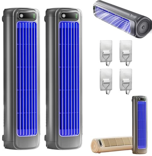 Briza AC, Brizaac, Festberg Cooling Ace, Ventilador de Torre Cooling Ace, Ventilador Portátil Silencioso de Bajo Consumo, 3 Velocidades, Carga USB, Ahorro Ecológico (Gris*2)