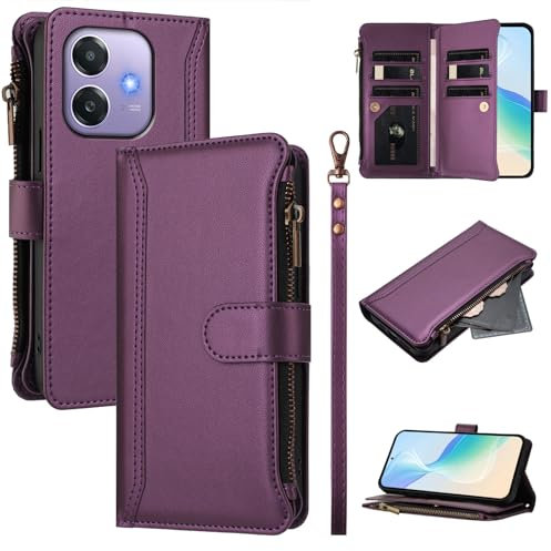 Cover Compatible avec Oppo A3X 2024,Compatible avec Oppo A3 2024 / A60 5G CPH2683 / A40 CPH2669 [Courroie de Poignet Amovible] Étui pour téléphone Portable à Double Fente Purple