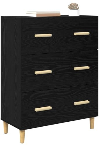 vidaXL Sideboard Black oak 34 x 69.5 x 90 cm Engineered wood, Stylish Living Room Cabinet, Minimal Design, Rectangular Sideboard, Multifunctional Storage, Organized Home Cabinetry