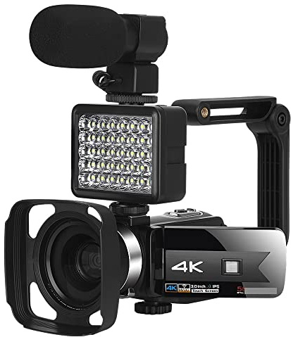 Caméscope en Direct 4K caméras vidéo numériques for la Photographie Full Ultra HD Vlog Recorder Night Vision Webcam Cadeau pour débutants(128G SD Card,8)